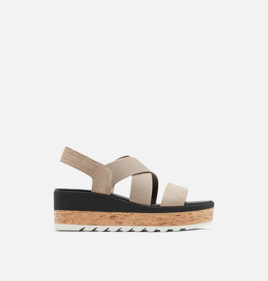 Omega Taupe-Sea Salt Women's Cameron Flatform Slingback Wedge Sandal Sorel Australia