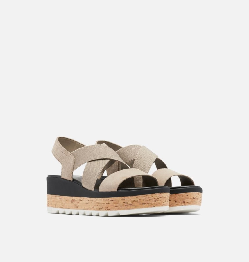 Omega Taupe-Sea Salt Women's Cameron Flatform Slingback Wedge Sandal Sorel Australia