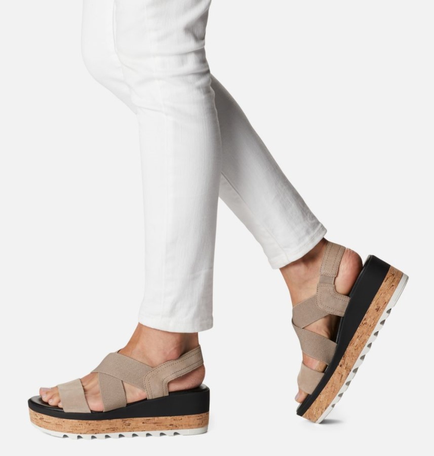 Omega Taupe-Sea Salt Women's Cameron Flatform Slingback Wedge Sandal Sorel Australia