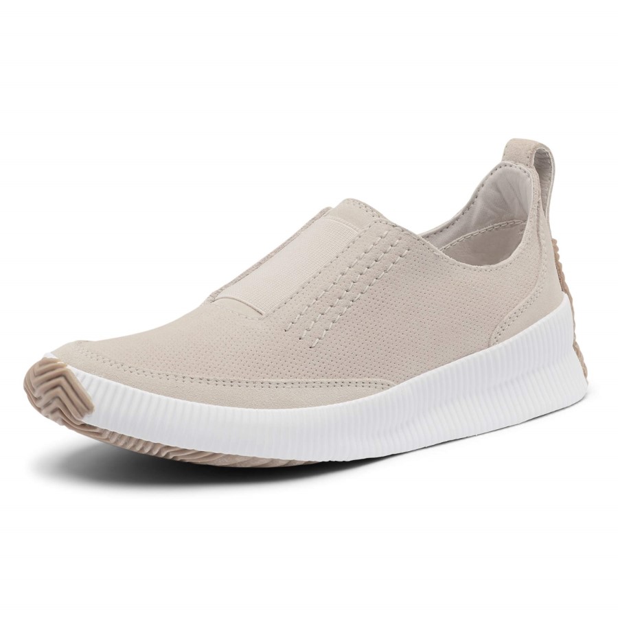 Soft Taupe Sorel Australia Women's Out 'N About Plus Slip-On Suede Sneaker With Thick Rubber Sole