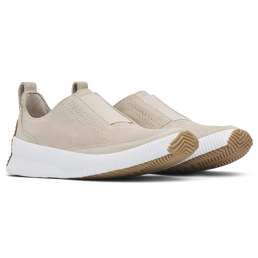 Soft Taupe Sorel Australia Women's Out 'N About Plus Slip-On Suede Sneaker With Thick Rubber Sole