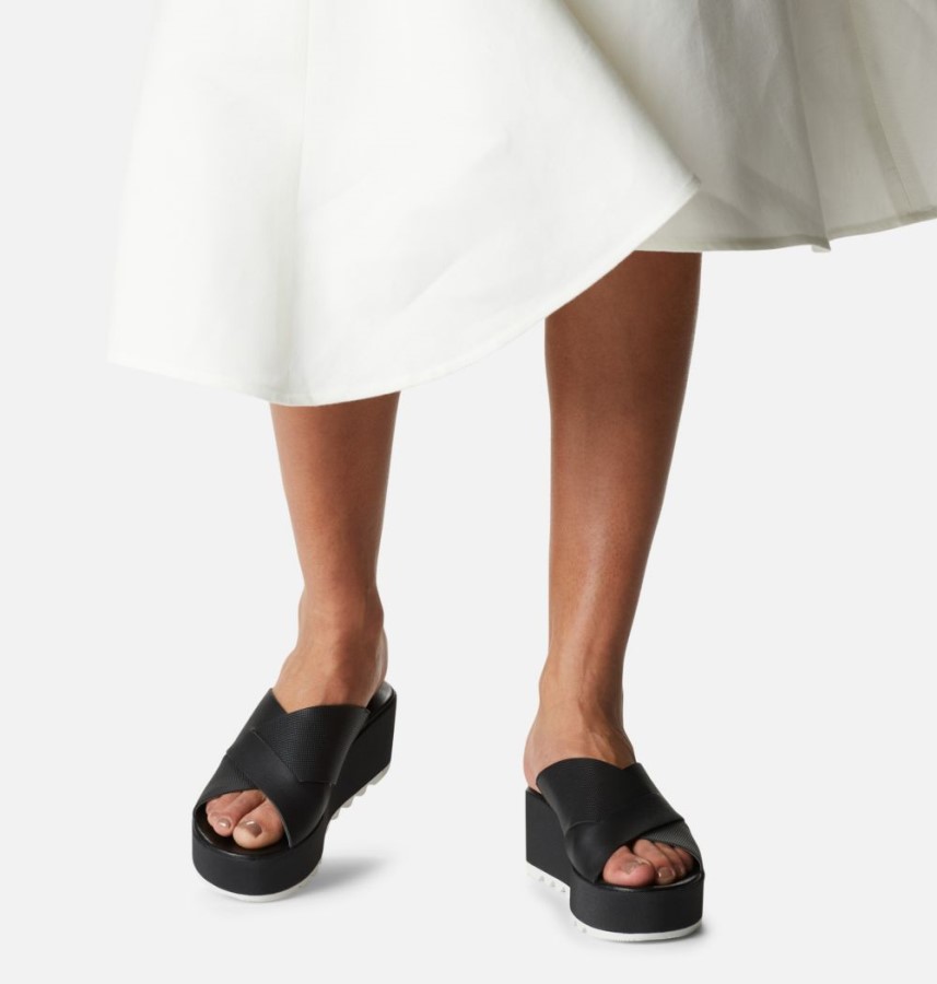 Sorel Australia Black-Sea Salt Women's Cameron Flatform Mule Wedge Sandal
