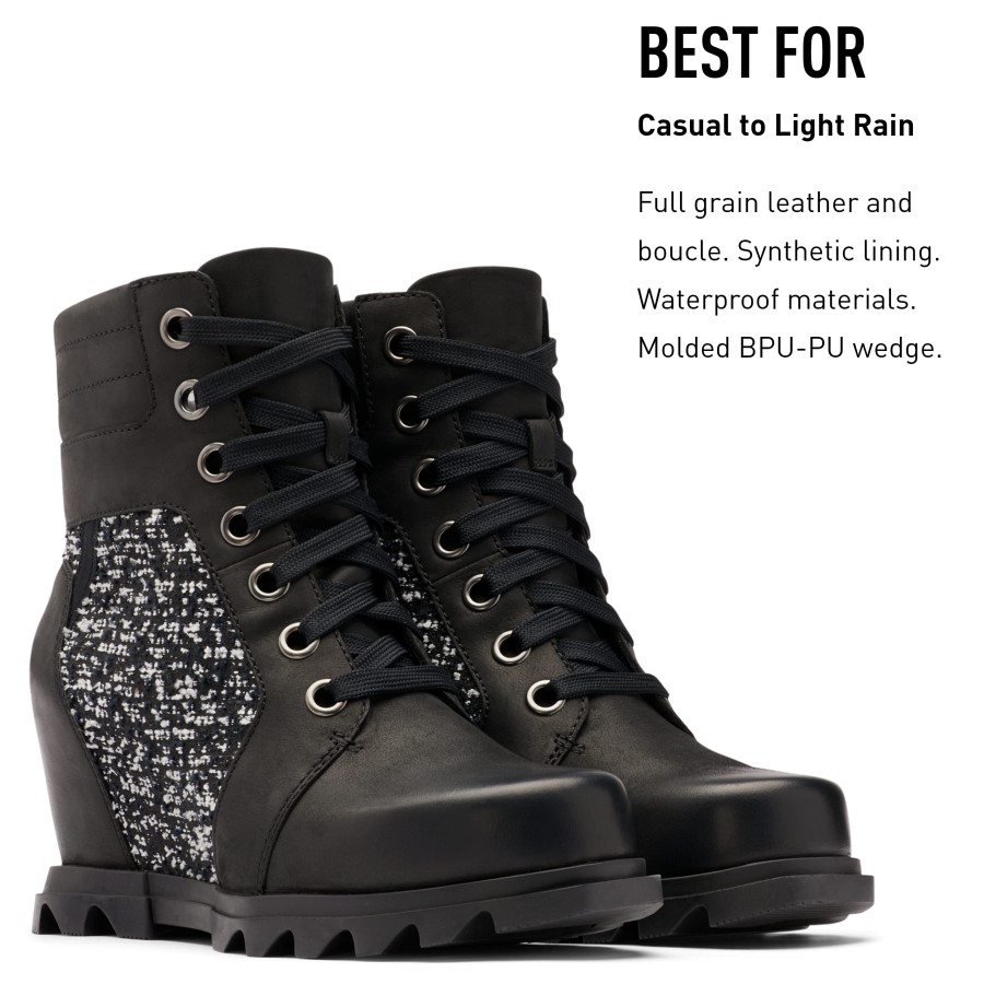 Sorel Australia Black Sea Salt Women's Joan Of Arctic Wedge Iii Lexie Boot Waterproof Leather Wedge Boots