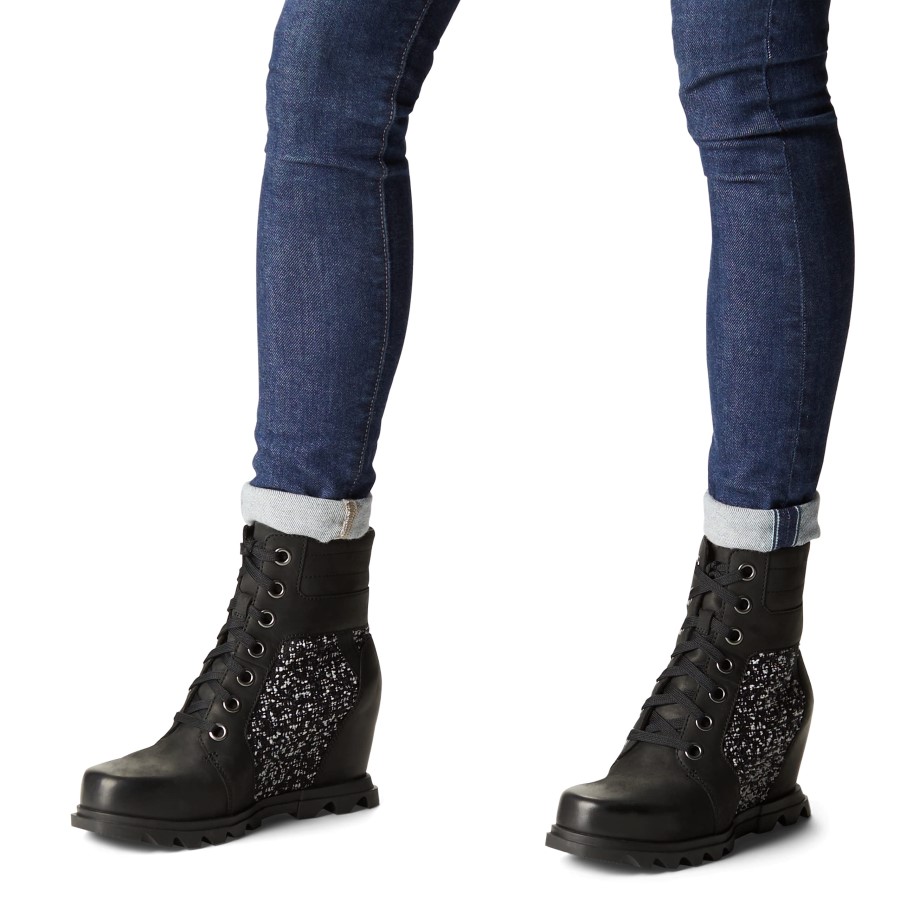 Sorel Australia Black Sea Salt Women's Joan Of Arctic Wedge Iii Lexie Boot Waterproof Leather Wedge Boots
