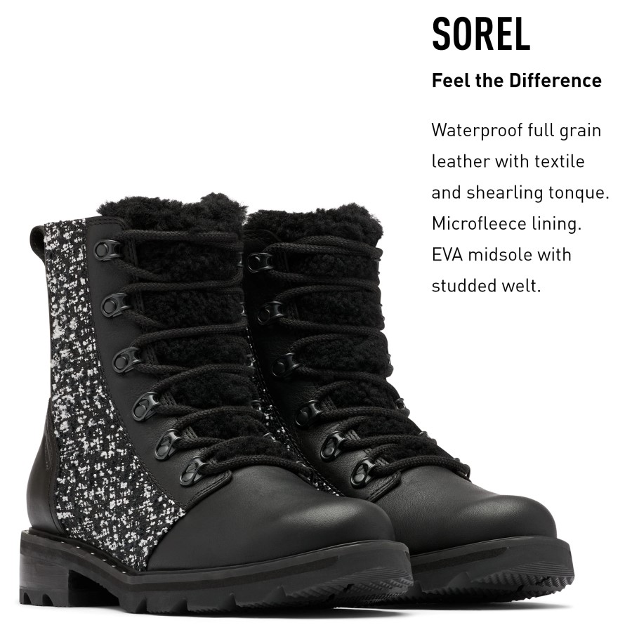 Sorel Australia Black-Sea Salt Women's Lennox Lace Cozy Rain Boot