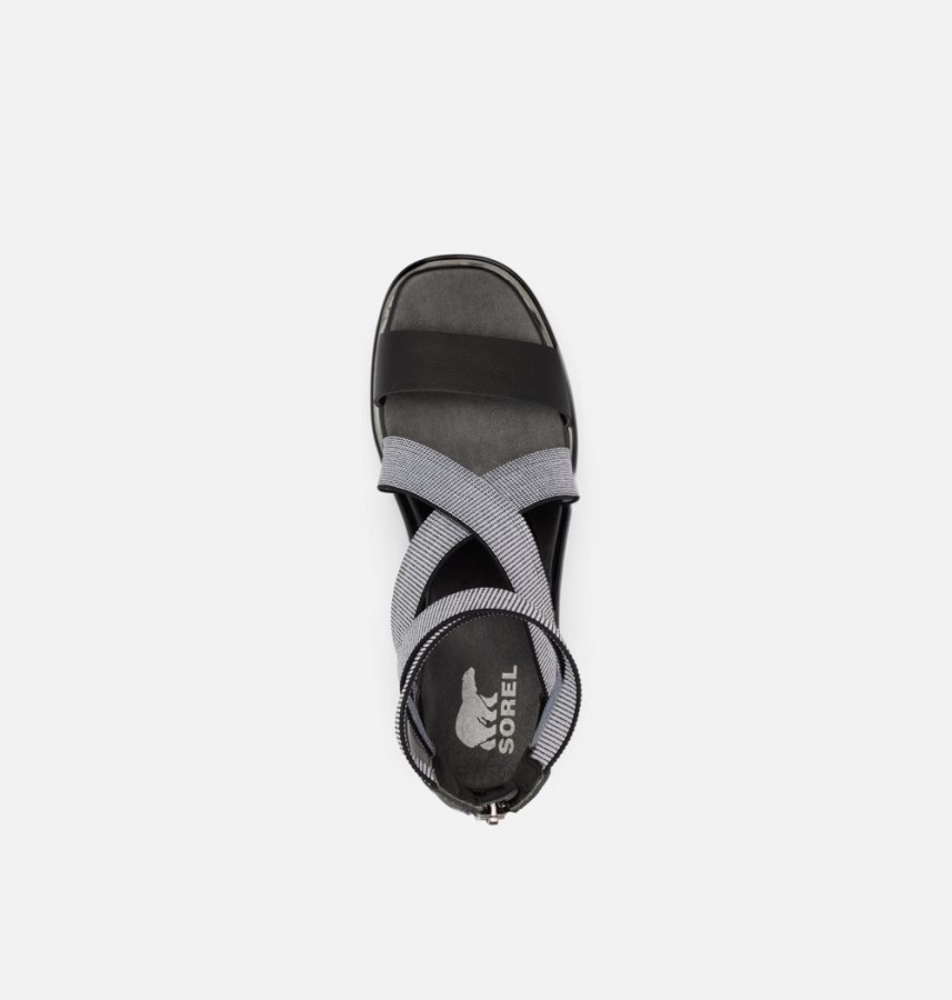 Sorel Australia Black-White Women's Joanie Iii Sport Strap Wedge Sandal