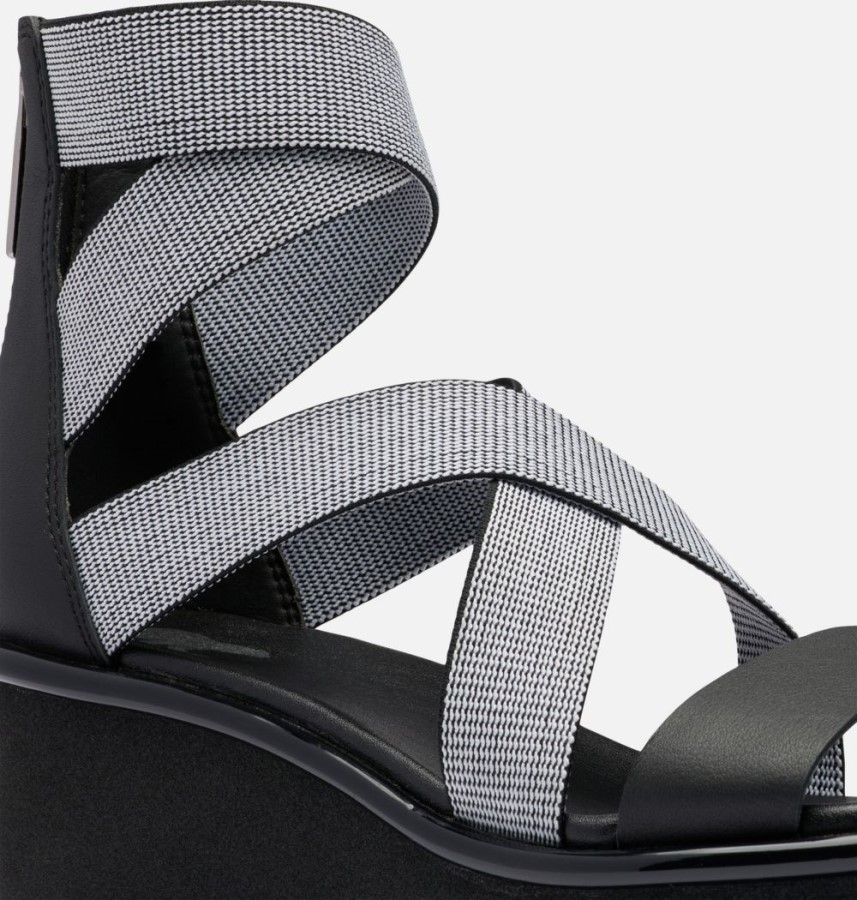 Sorel Australia Black-White Women's Joanie Iii Sport Strap Wedge Sandal