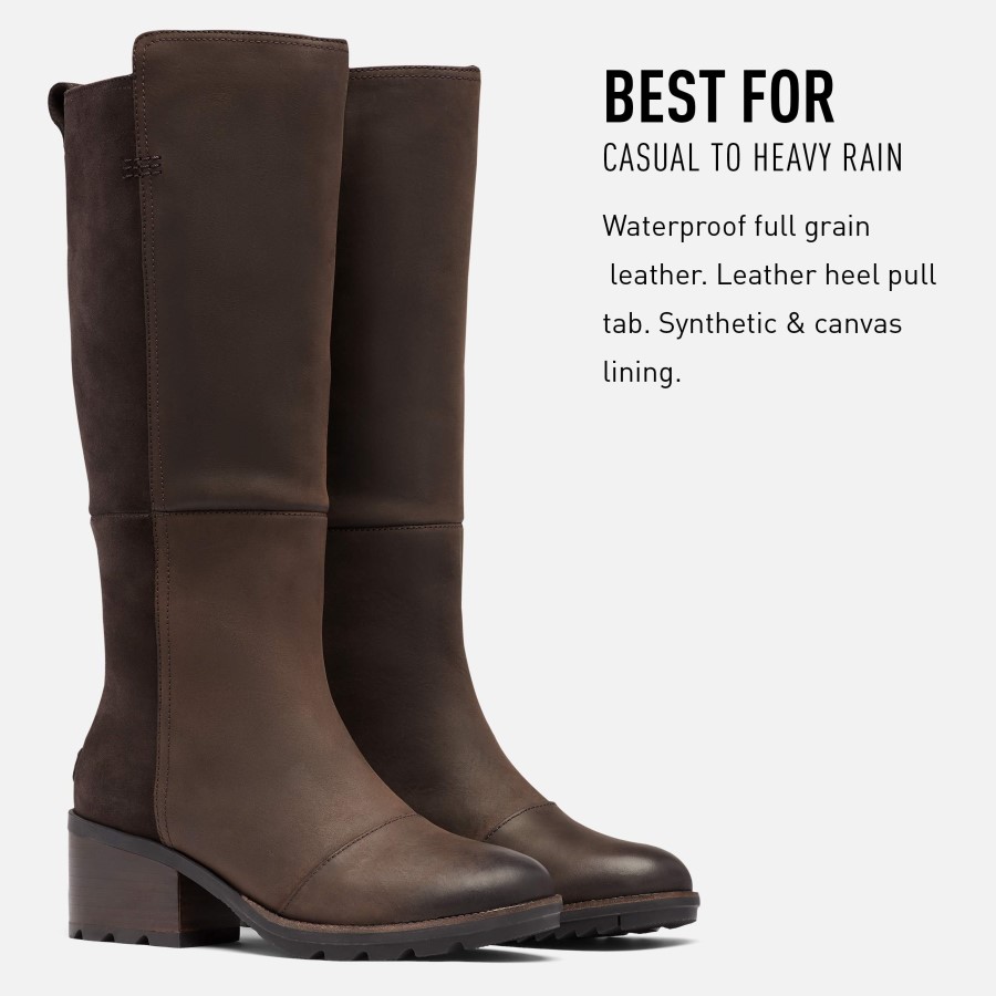 Sorel Australia Blackened Brown Cate Women's High Waterproof Stacked Heel Boots