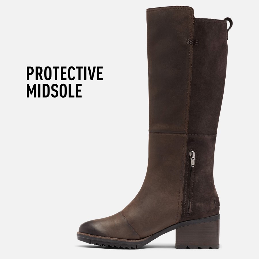 Sorel Australia Blackened Brown Cate Women's High Waterproof Stacked Heel Boots