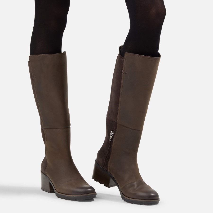 Sorel Australia Blackened Brown Cate Women's High Waterproof Stacked Heel Boots