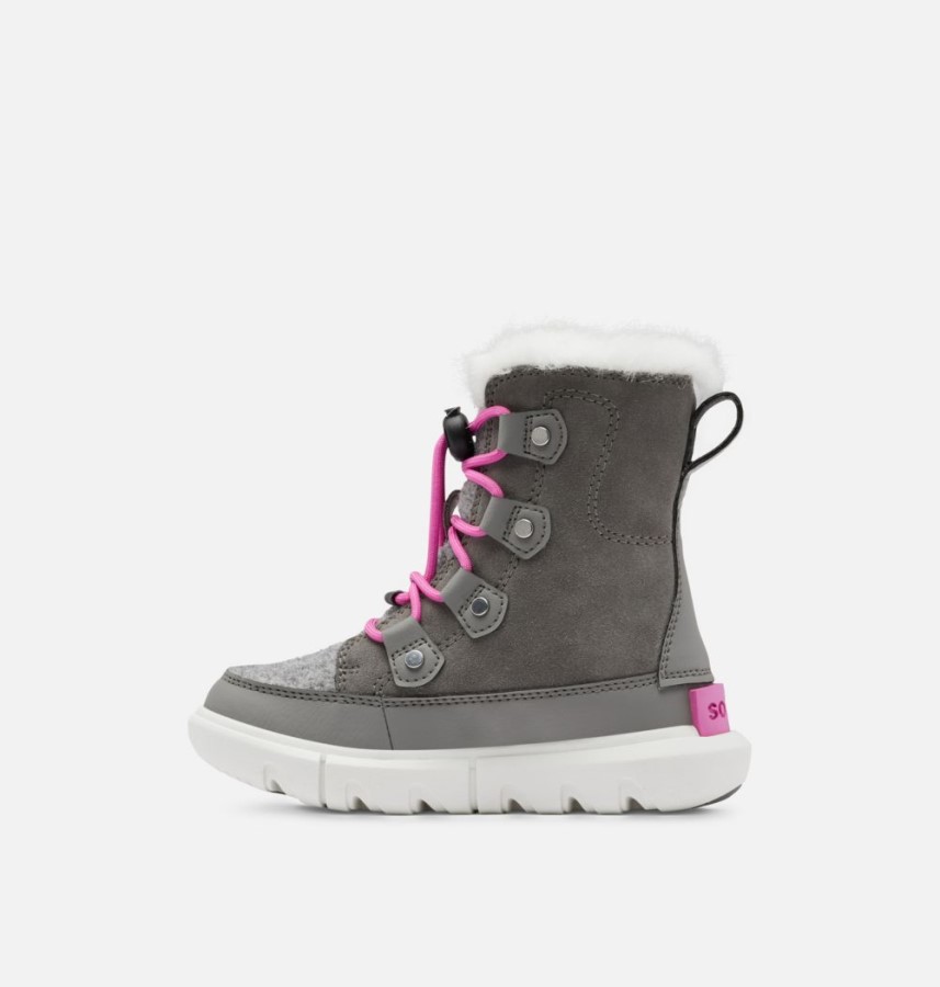 Sorel Australia Children's Explorer Lace Boot Quarry-Bright Lavender