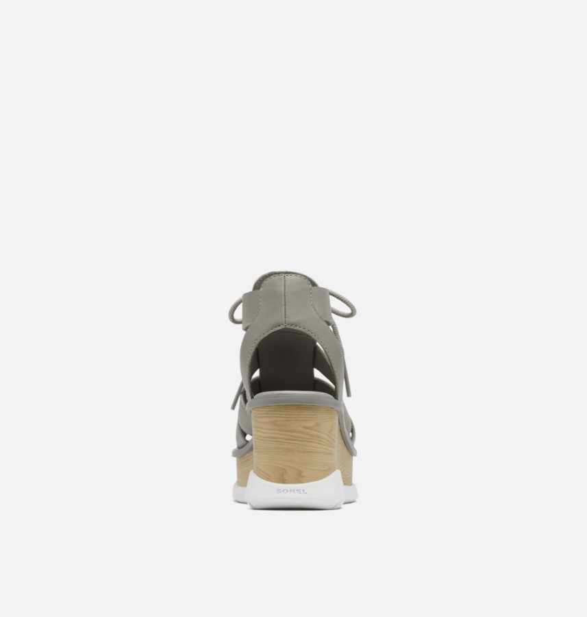 Sorel Australia Chrome Grey-White Women's Joanie Iii Lace Wedge Sandal