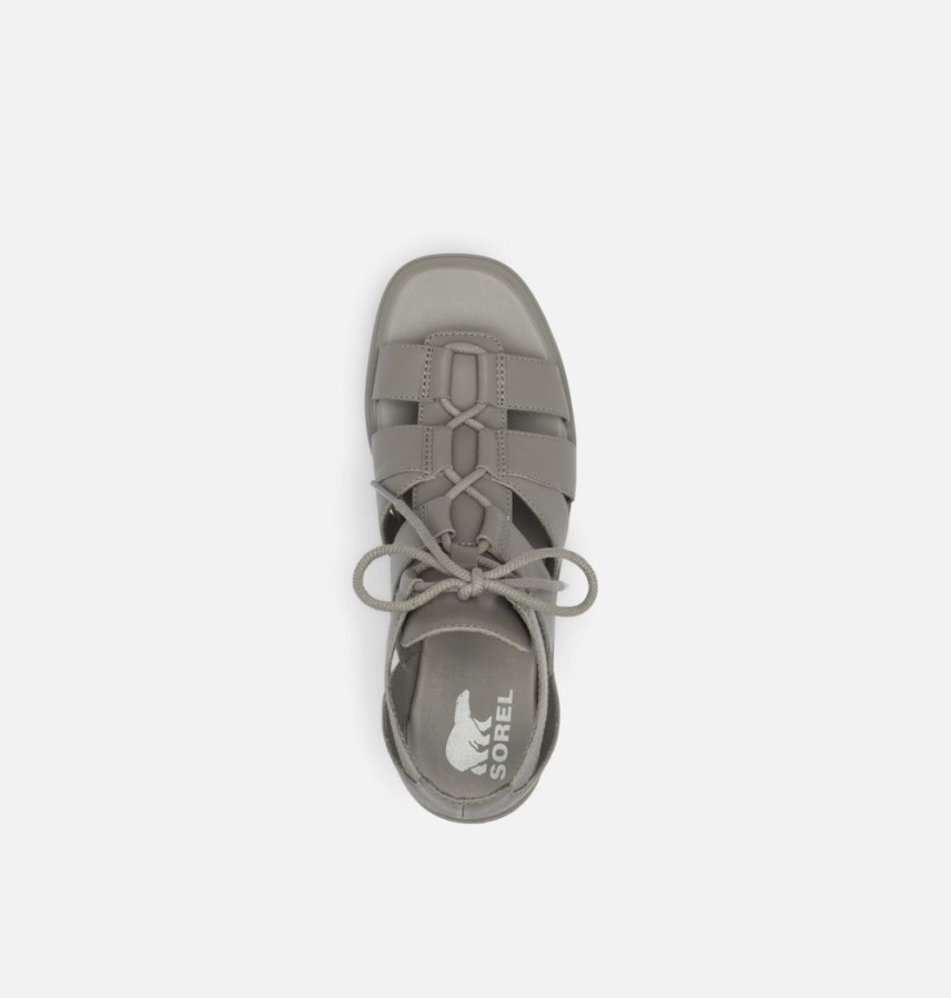 Sorel Australia Chrome Grey-White Women's Joanie Iii Lace Wedge Sandal