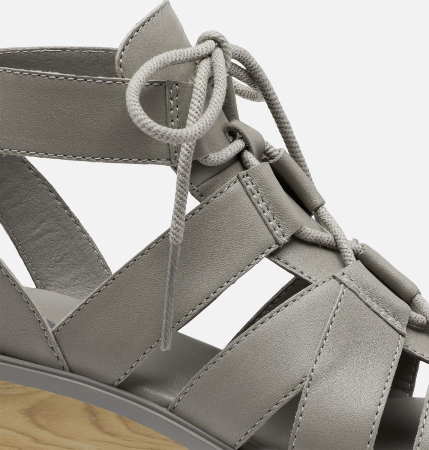 Sorel Australia Chrome Grey-White Women's Joanie Iii Lace Wedge Sandal