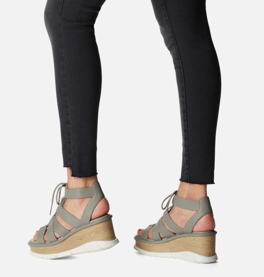 Sorel Australia Chrome Grey-White Women's Joanie Iii Lace Wedge Sandal