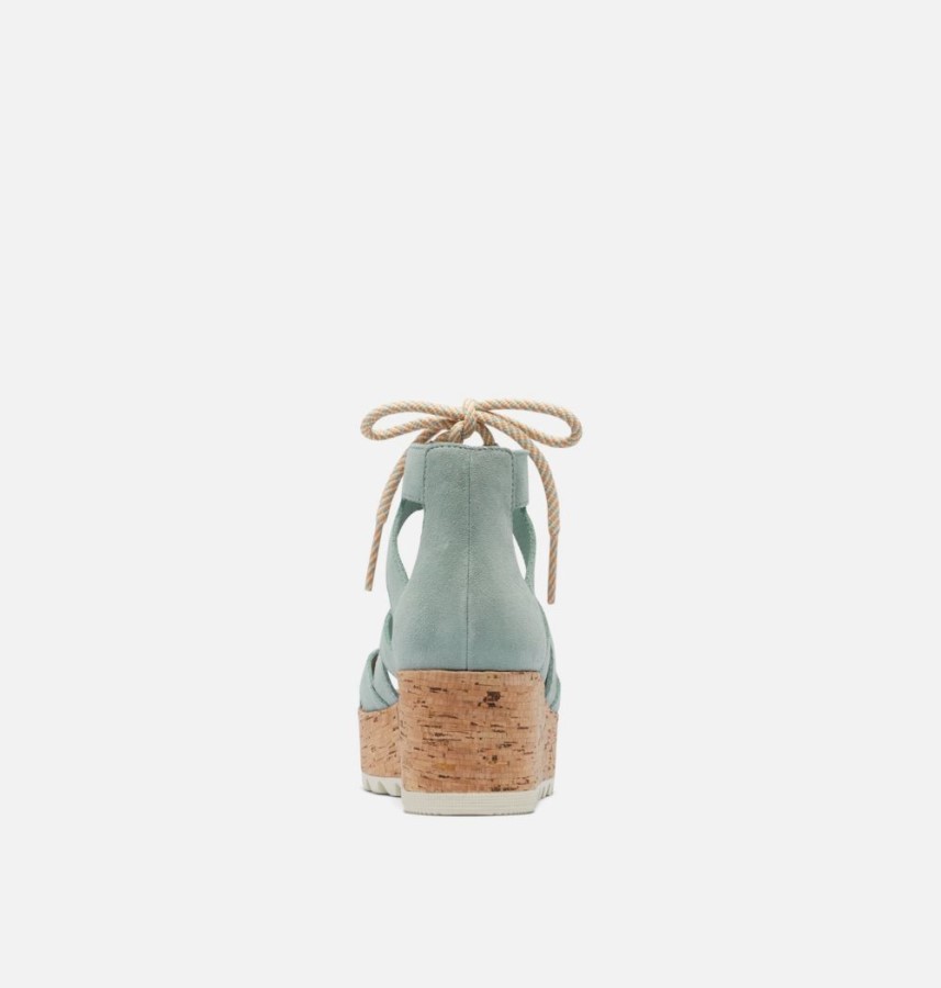 Sorel Australia Crushed Blue-Chalk Women's Cameron Flatform Lace Wedge Sandal