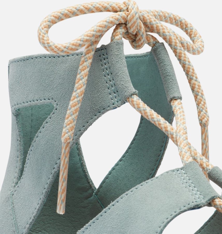 Sorel Australia Crushed Blue-Chalk Women's Cameron Flatform Lace Wedge Sandal