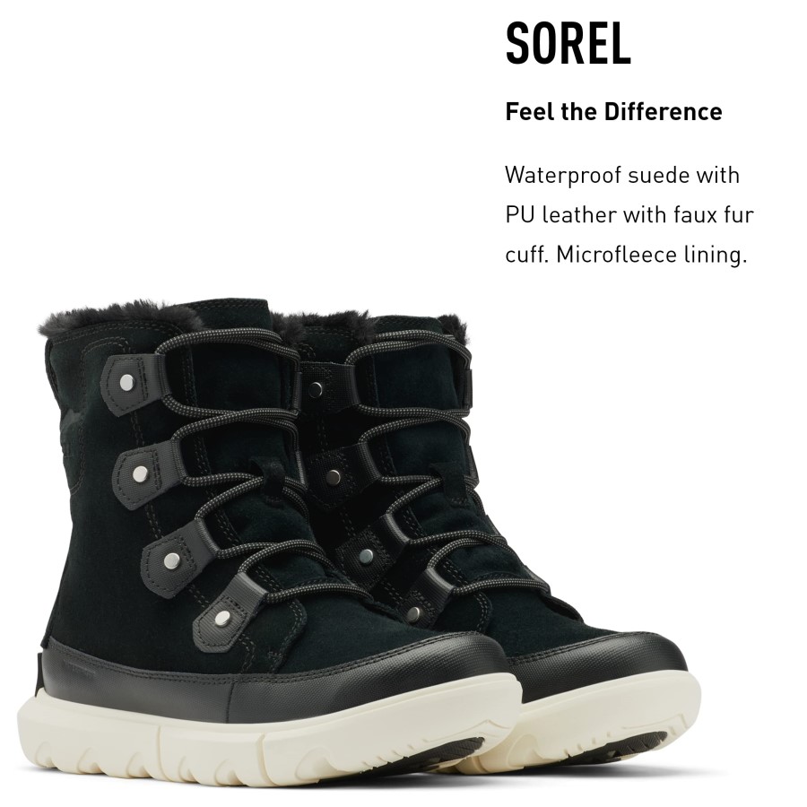 Sorel Australia Explorer Ii Joan Faux Fur Ankle Boots Black/Grey