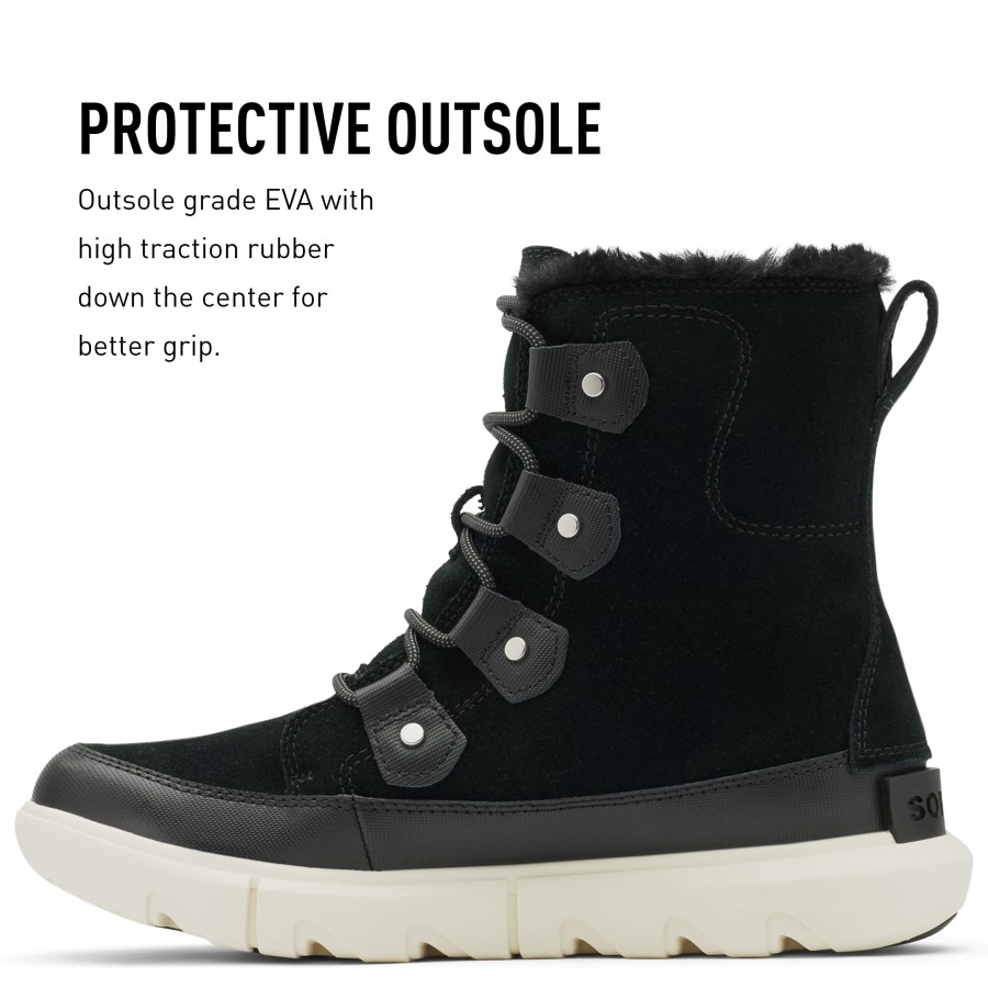 Sorel Australia Explorer Ii Joan Faux Fur Ankle Boots Black/Grey