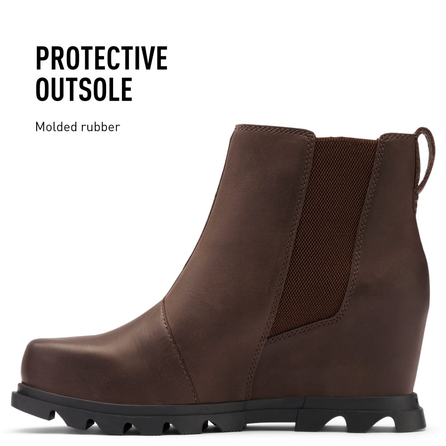Sorel Australia Hazelnut Leather-Blackened Brown Women's Joan Of Arctic Wedge Iii Chelsea Boot