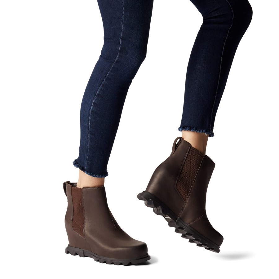 Sorel Australia Hazelnut Leather-Blackened Brown Women's Joan Of Arctic Wedge Iii Chelsea Boot
