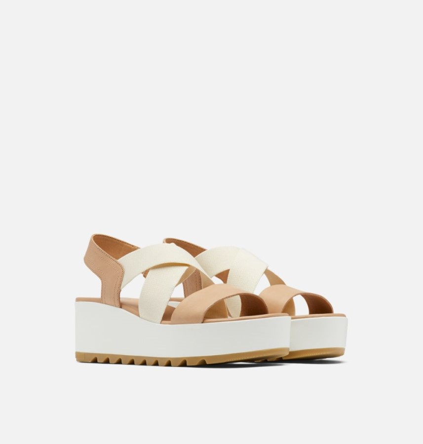 Sorel Australia Honest Beige-Chalk Women's Cameron Flatform Slingback Wedge Sandal