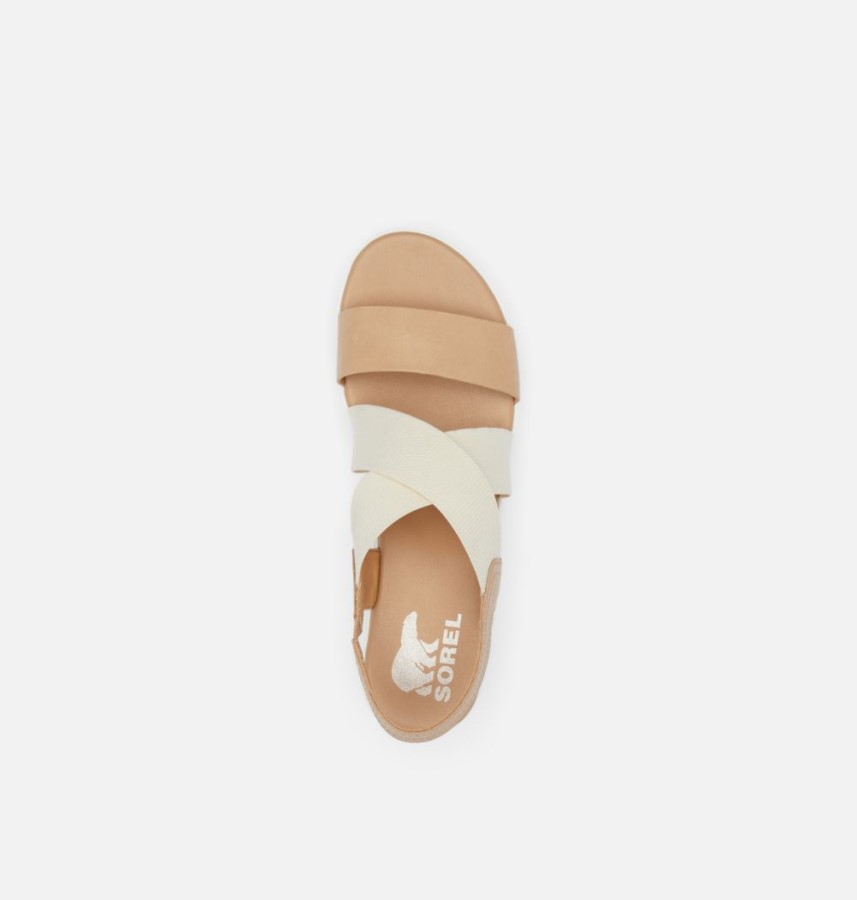 Sorel Australia Honest Beige-Chalk Women's Cameron Flatform Slingback Wedge Sandal