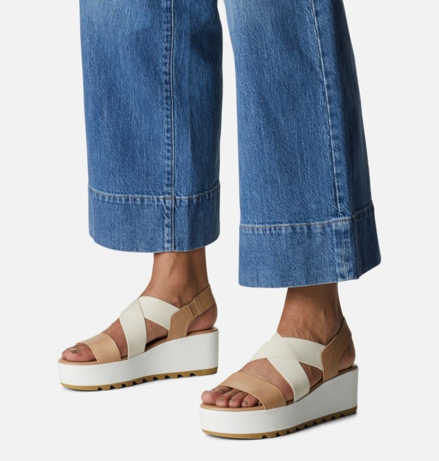 Sorel Australia Honest Beige-Chalk Women's Cameron Flatform Slingback Wedge Sandal