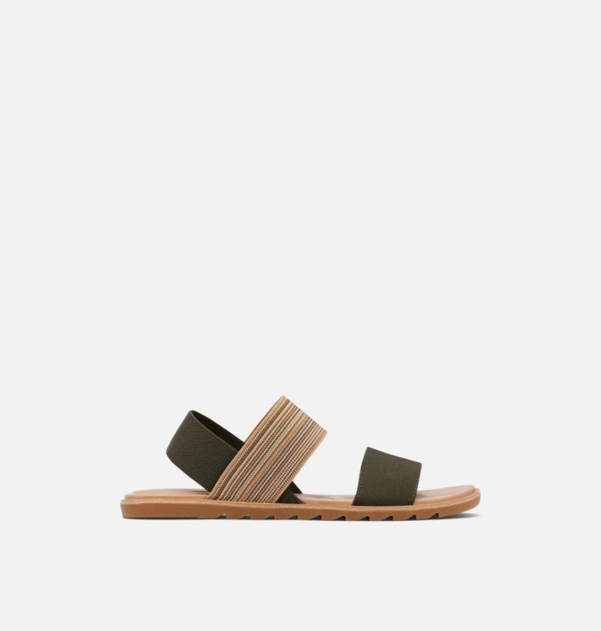 Sorel Australia Olive Green-Gum Womens Ella Ii Two Strap Sandal