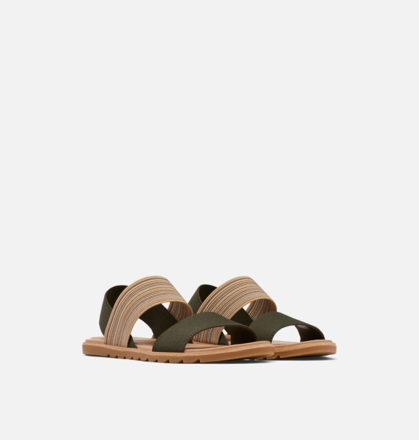 Sorel Australia Olive Green-Gum Womens Ella Ii Two Strap Sandal