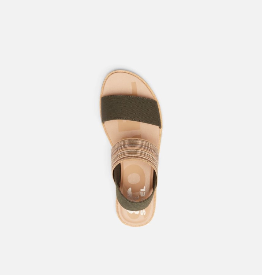 Sorel Australia Olive Green-Gum Womens Ella Ii Two Strap Sandal