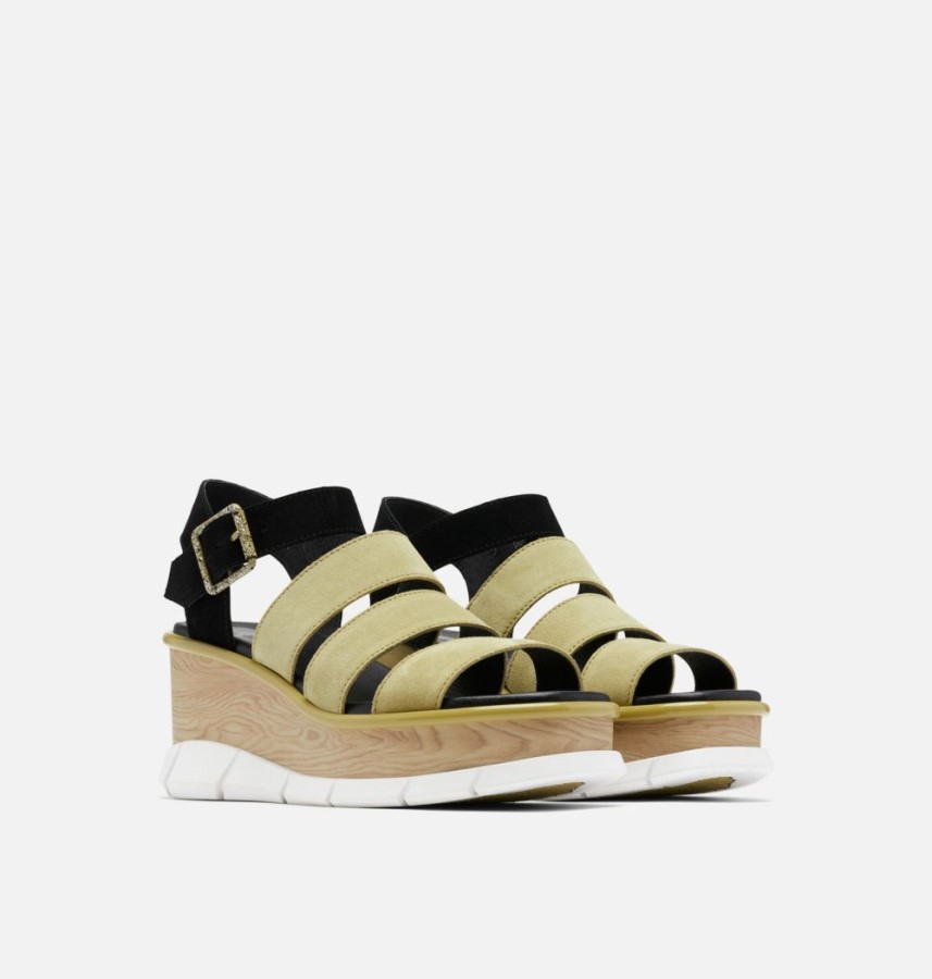 Sorel Australia Olive Shade-White Women's Joanie Iii Ankle Strap Wedge Sandal