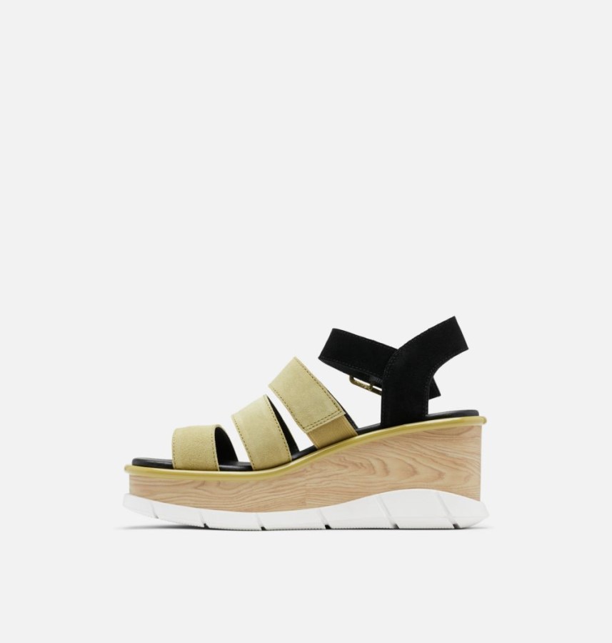 Sorel Australia Olive Shade-White Women's Joanie Iii Ankle Strap Wedge Sandal