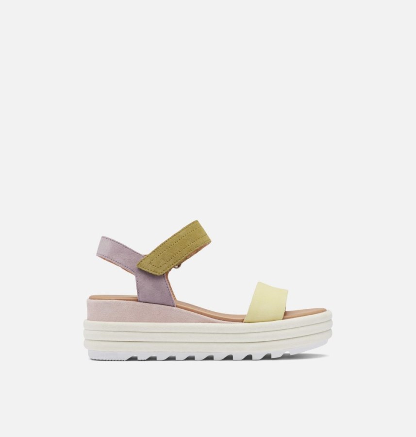 Sorel Australia Tranquil Yellow-Chalk Women's Cameron Flatform Wedge Sandal