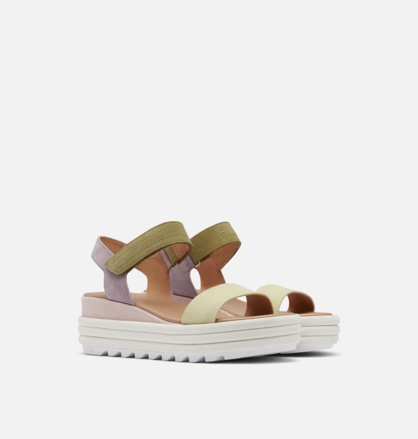Sorel Australia Tranquil Yellow-Chalk Women's Cameron Flatform Wedge Sandal