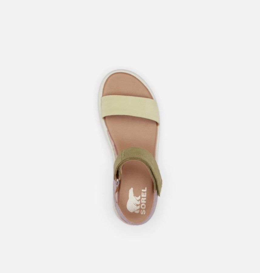 Sorel Australia Tranquil Yellow-Chalk Women's Cameron Flatform Wedge Sandal