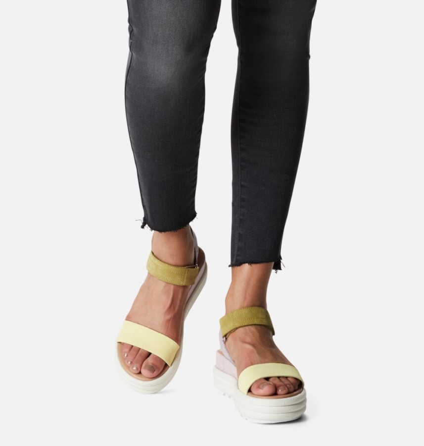Sorel Australia Tranquil Yellow-Chalk Women's Cameron Flatform Wedge Sandal