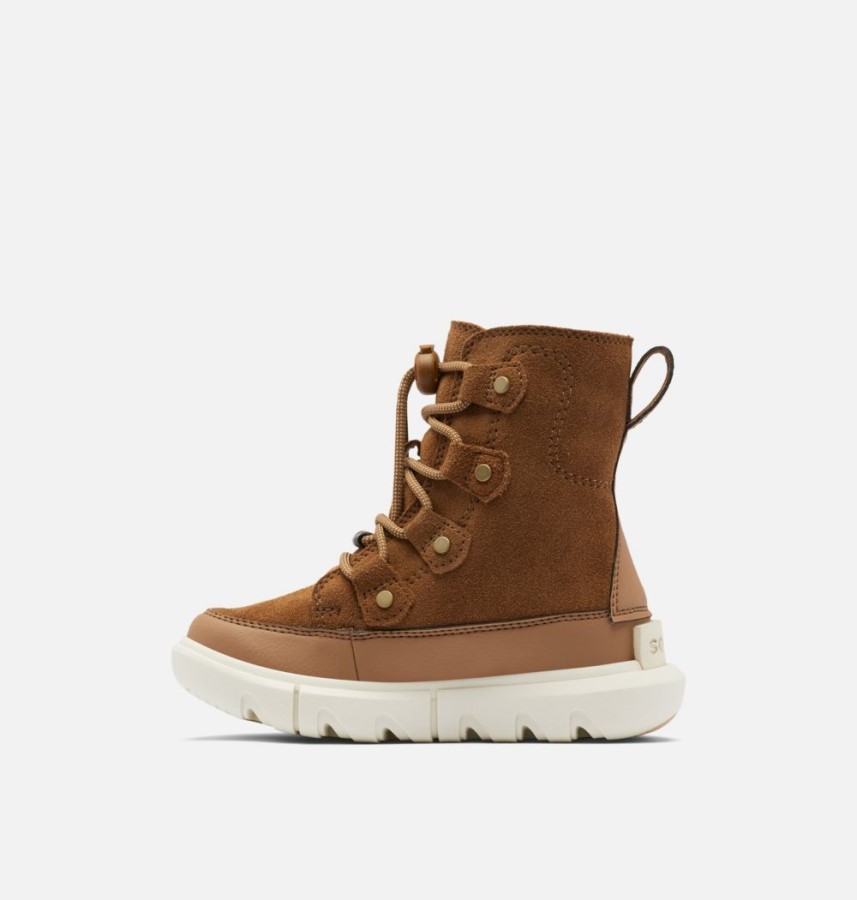 Sorel Australia Velvet Tan-Chalk Kids Explorer Lace Winter Boot