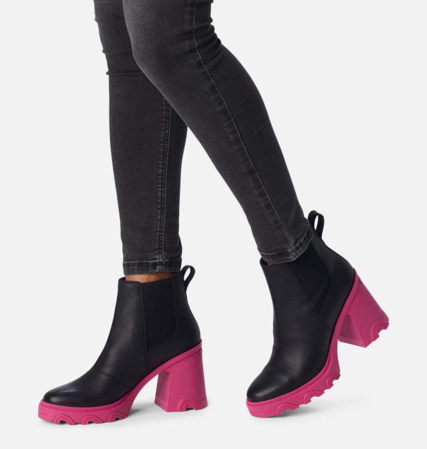 Sorel Australia Women's Brex Heel Chelsea Bootie Black-Cactus Pink