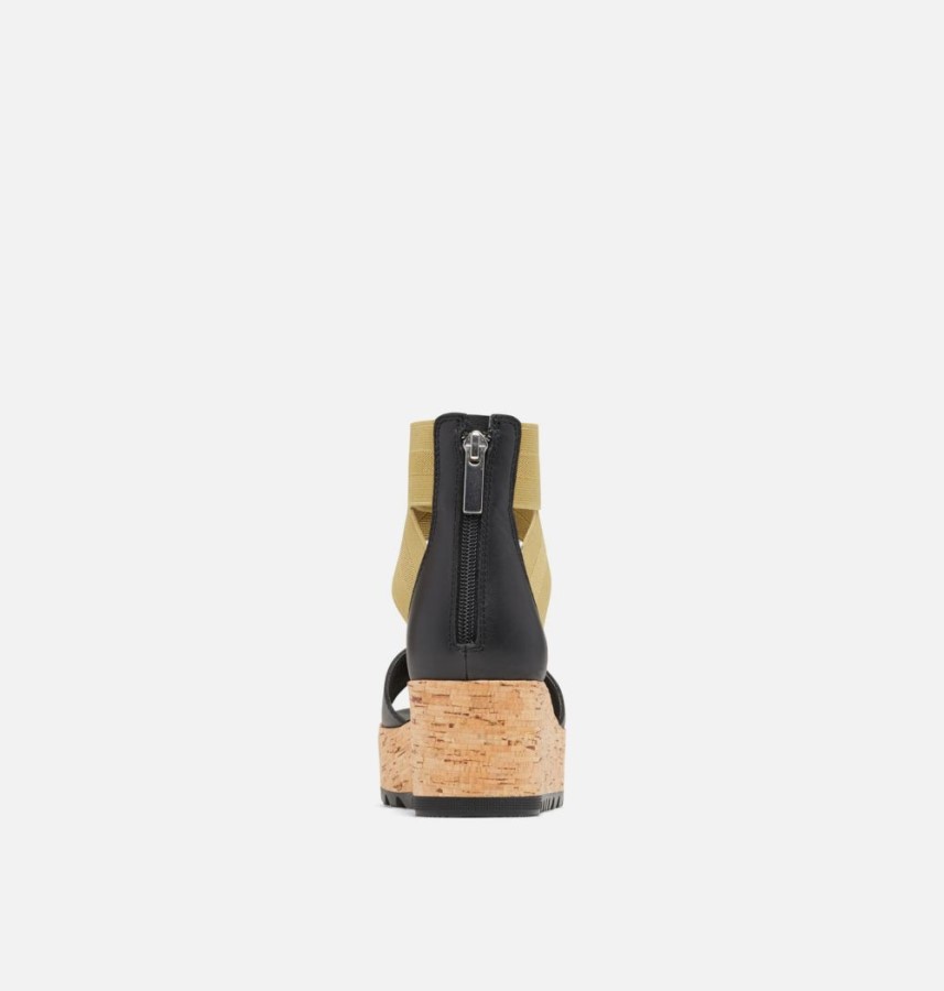 Sorel Australia Women's Cameron Flatform Ankle Strap Wedge Sandal Black-Olive Shade