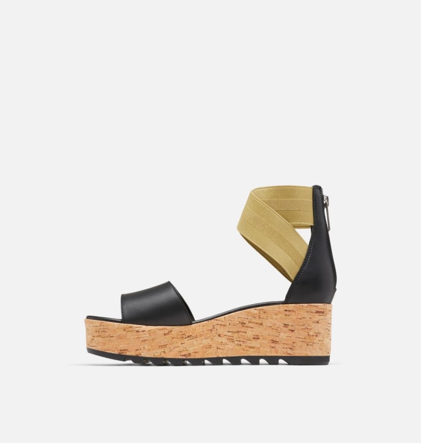 Sorel Australia Women's Cameron Flatform Ankle Strap Wedge Sandal Black-Olive Shade