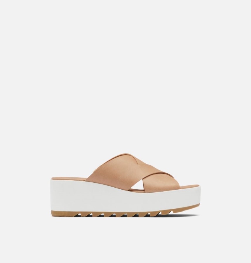 Sorel Australia Women's Cameron Flatform Mule Wedge Sandal Honest Beige-Sea Salt