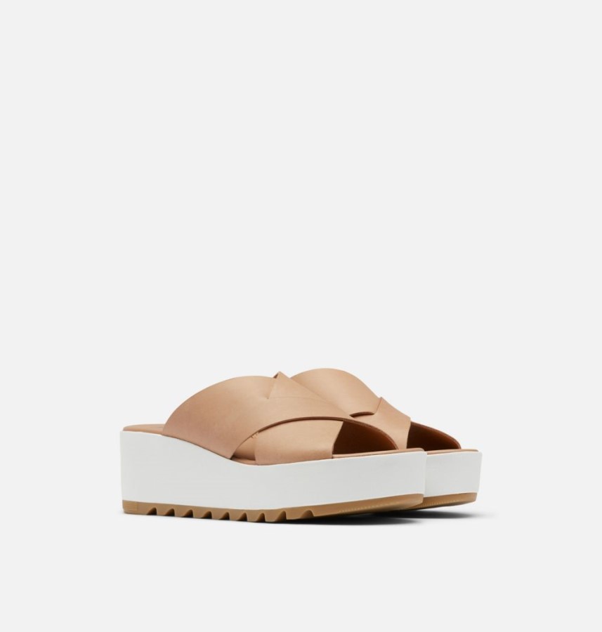 Sorel Australia Women's Cameron Flatform Mule Wedge Sandal Honest Beige-Sea Salt