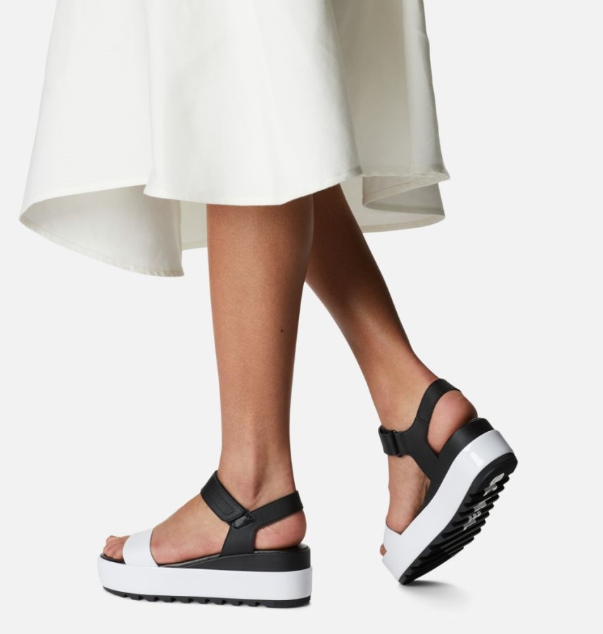 Sorel Australia Women's Cameron Flatform Wedge Sandal Black-White