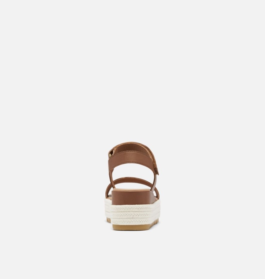 Sorel Australia Women's Cameron Flatform Wedge Sandal Velvet Tan-Chalk