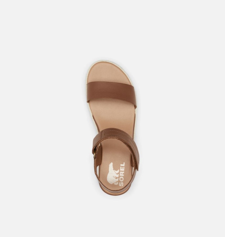 Sorel Australia Women's Cameron Flatform Wedge Sandal Velvet Tan-Chalk