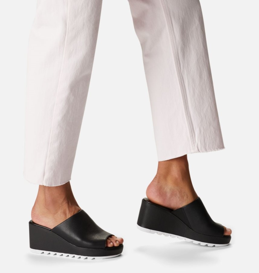 Sorel Australia Women's Cameron Wedge Mule Sandal Black-White