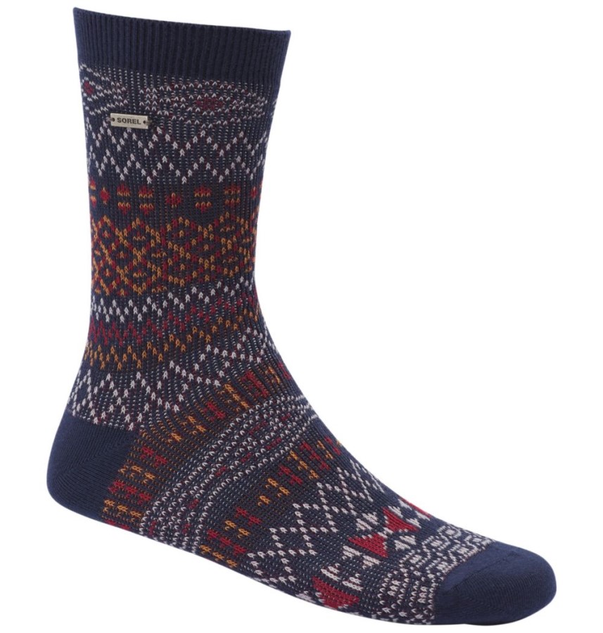 Sorel Australia Women's Cotton Jacquard Pattern Crew Socks Navy