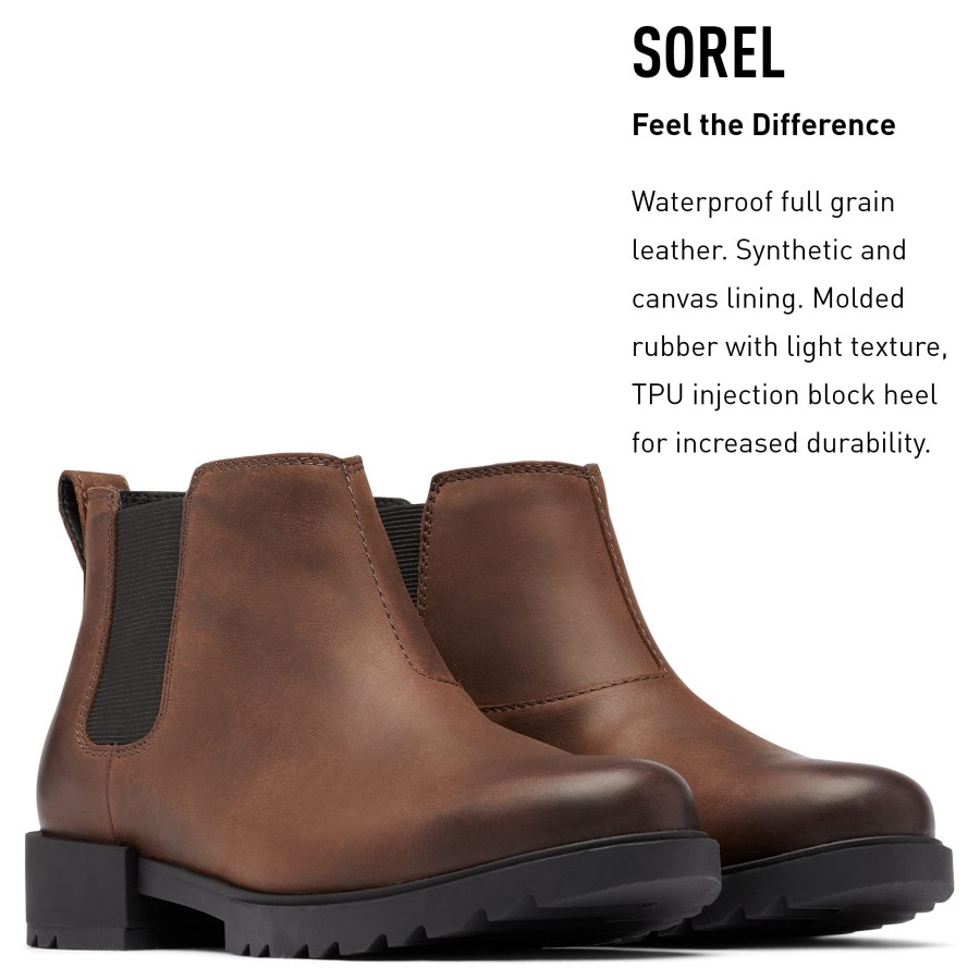 Sorel Australia Women's Emelie Ii Chelsea Boot Waterproof Leather Rain Boots Fallen Black