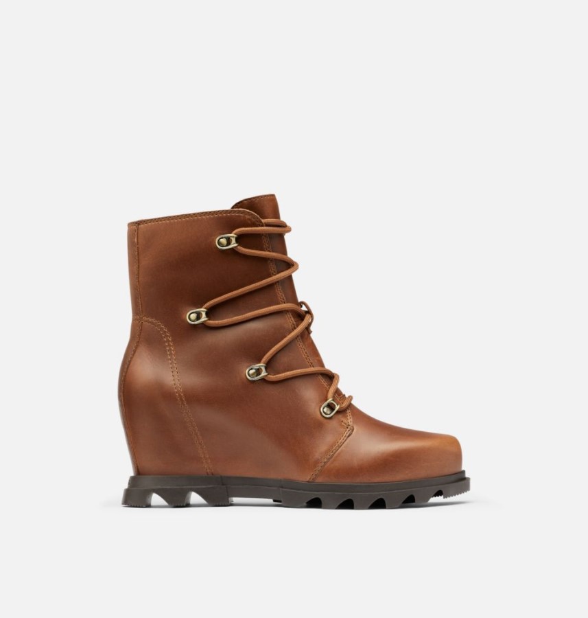 Sorel Australia Women's Joan Of Arctic Wedge Iii Lace Bootie Hazelnut Leather-Blackened Brown